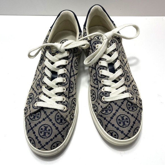 TORY BURCH T Monogram Logo Howell Court Sneakers in Perfect Navy Size 9 - Picture 3 of 16
